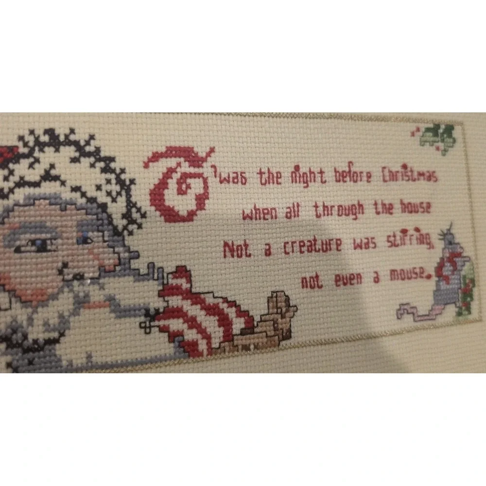 Christmas Twas the Night Before Christmas Needlepoint Wall Decor Handmade